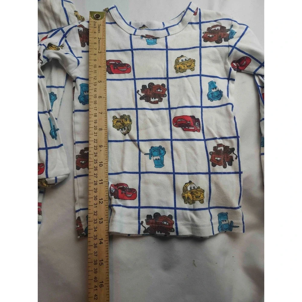 Baby Gap Pixar Cars Pajama Set Boys 4 Years White Graphic Whimsical Loungewear